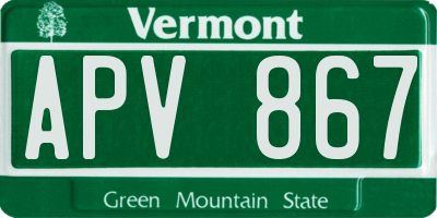 VT license plate APV867