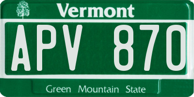 VT license plate APV870