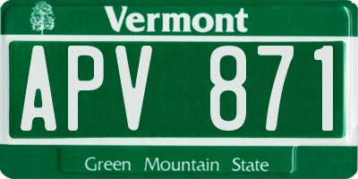 VT license plate APV871