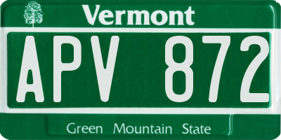 VT license plate APV872