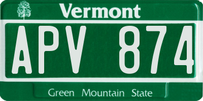 VT license plate APV874