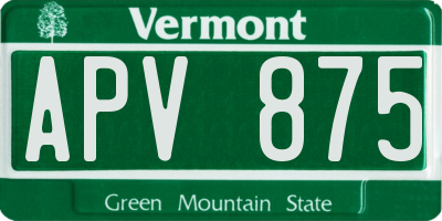 VT license plate APV875