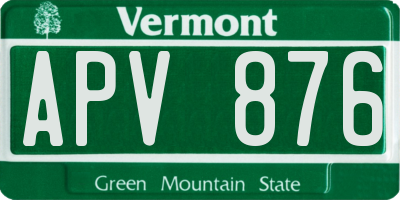 VT license plate APV876