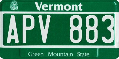 VT license plate APV883
