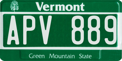 VT license plate APV889