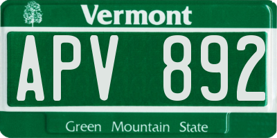 VT license plate APV892