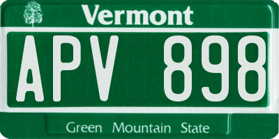 VT license plate APV898