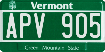 VT license plate APV905