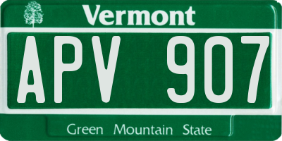 VT license plate APV907