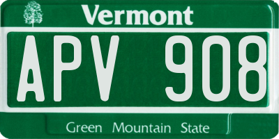 VT license plate APV908