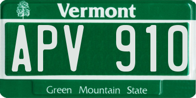 VT license plate APV910