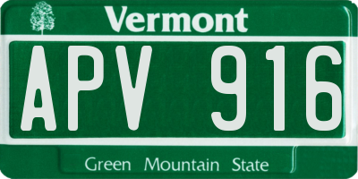 VT license plate APV916