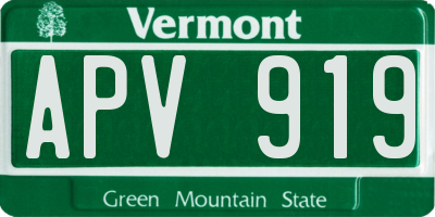 VT license plate APV919