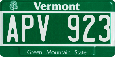 VT license plate APV923