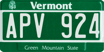VT license plate APV924