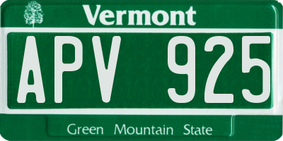 VT license plate APV925