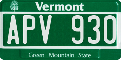 VT license plate APV930