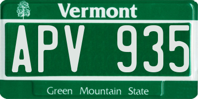 VT license plate APV935