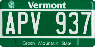 VT license plate APV937