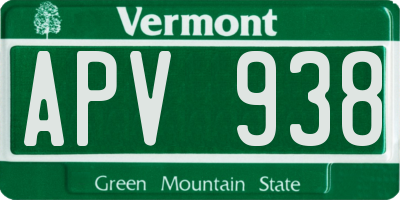 VT license plate APV938