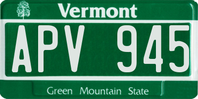 VT license plate APV945