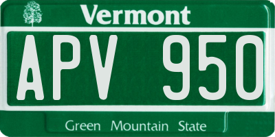 VT license plate APV950