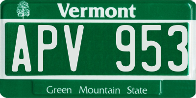 VT license plate APV953