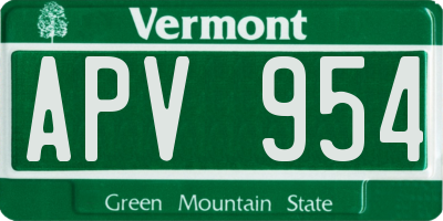 VT license plate APV954