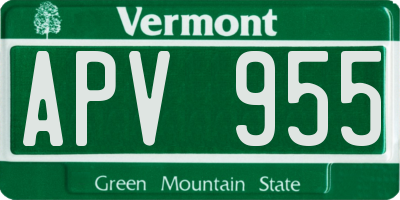 VT license plate APV955