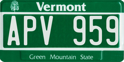 VT license plate APV959
