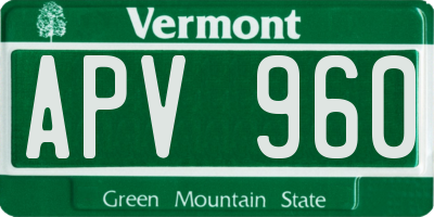 VT license plate APV960
