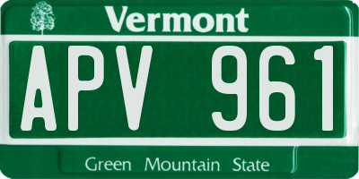 VT license plate APV961