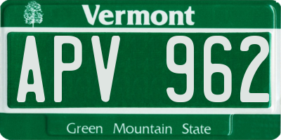 VT license plate APV962