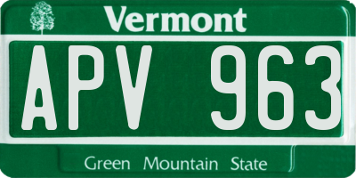 VT license plate APV963