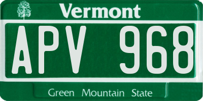 VT license plate APV968