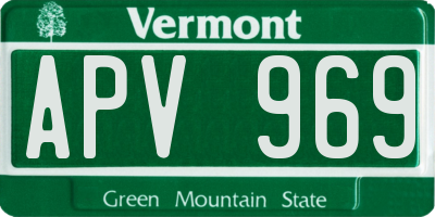 VT license plate APV969