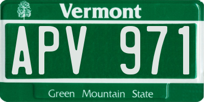 VT license plate APV971