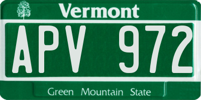 VT license plate APV972
