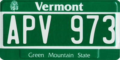 VT license plate APV973