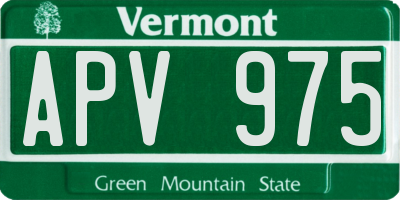 VT license plate APV975