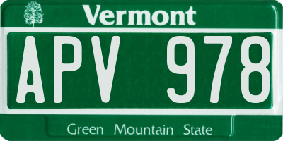 VT license plate APV978