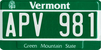 VT license plate APV981
