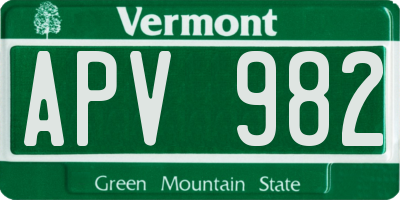 VT license plate APV982
