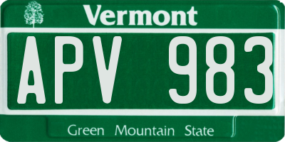 VT license plate APV983