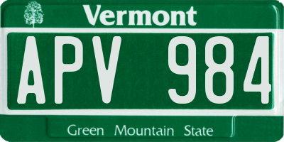 VT license plate APV984