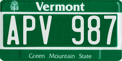 VT license plate APV987