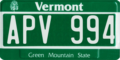 VT license plate APV994