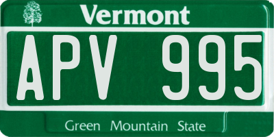 VT license plate APV995