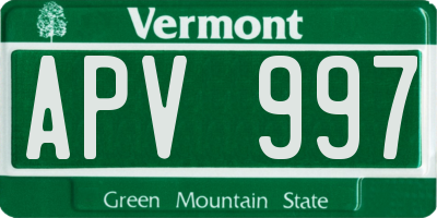VT license plate APV997