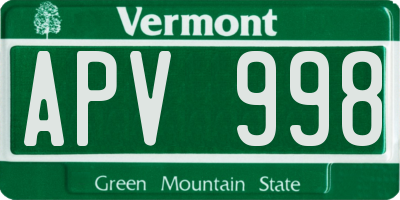 VT license plate APV998